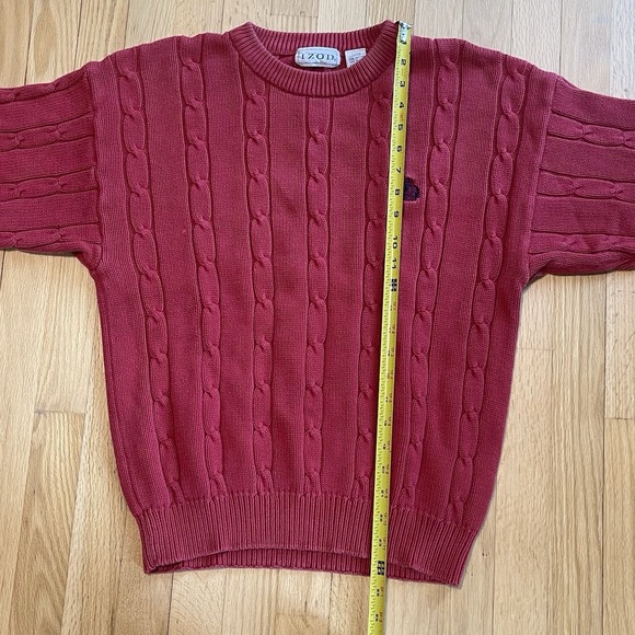 Vintage IZOD Lacoste Crewneck Sweater Small Green Cable Knit - Picture 5 of 8